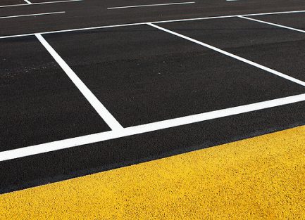 A newly painted parking lot.  Copy space.