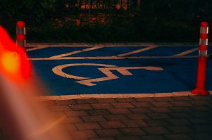 accessible parking space with a sign