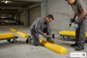 garage wheel stop installation