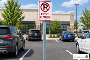 durable steel sign post installed in commercial parking lot