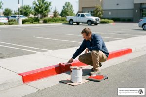 freshly painted commercial curb