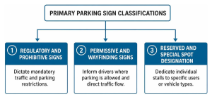 Overview of primary parking sign classifications and functional categories
