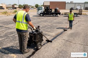Texas crack filling services asphalt parking lot repair