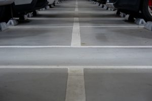 wheel stopper in modern parking lot